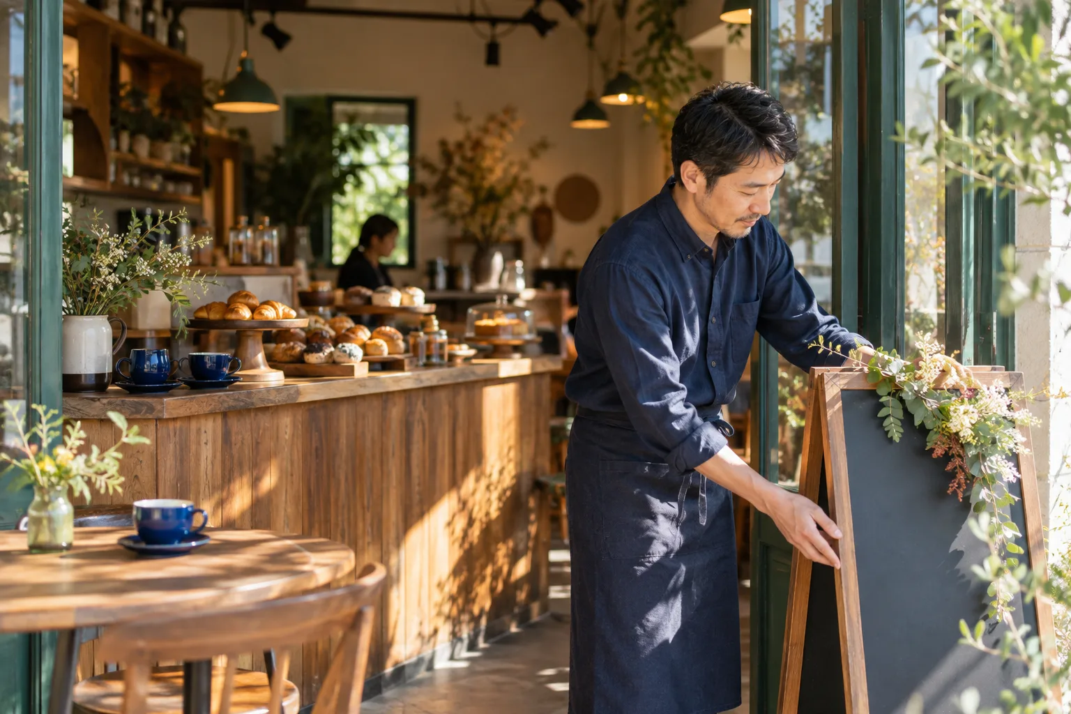 小さなカフェの自作サイト：営業日とメニューを更新する条件のテーマを表すAI生成イメージ