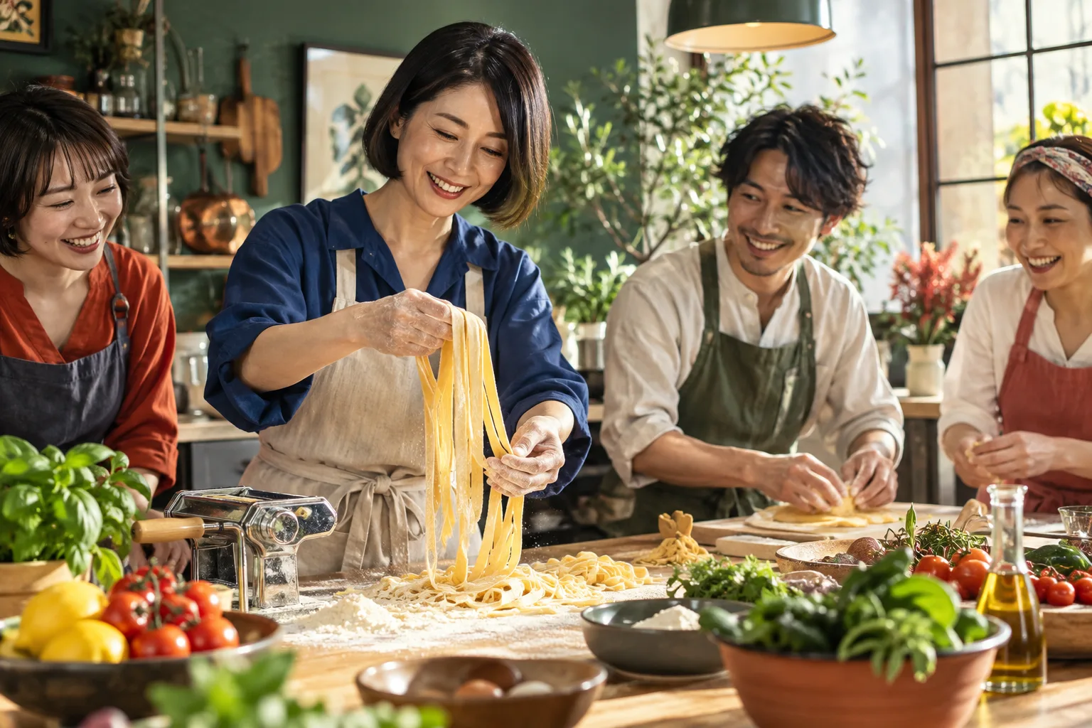 料理教室のホームページと予約のテーマを表すAI生成イメージ